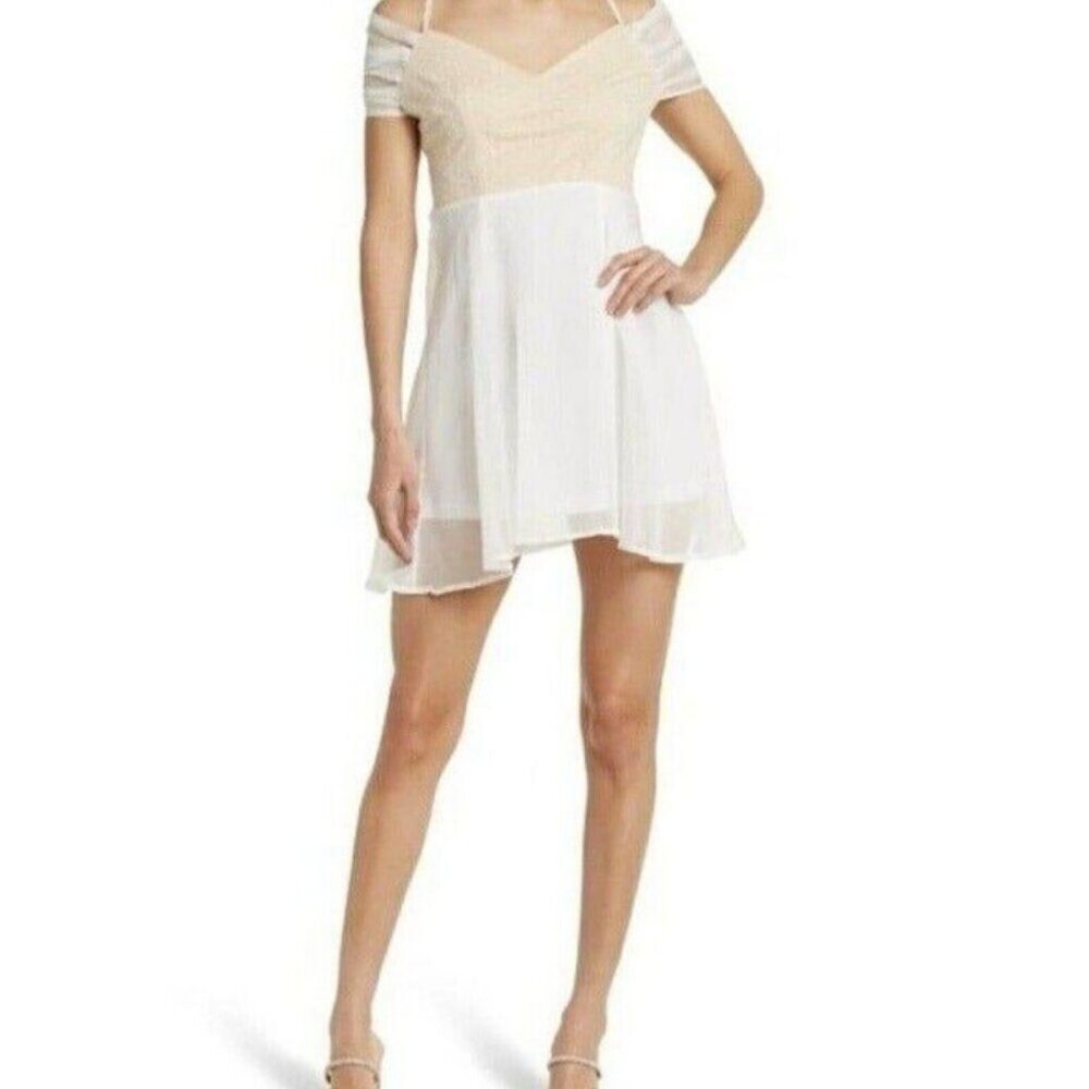 NEW! Area Stars Womens Dress Cali Two Tone Pindot Dress White Small Nordstrom